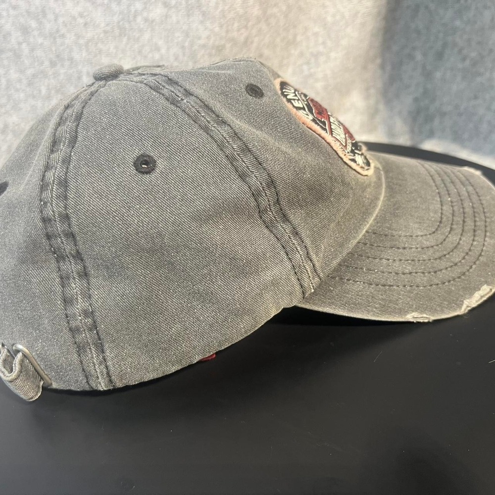 Harley Davidson Mens Distressed Genuine Motor Oil Biker Trucker Hat Grey Black - Picture 6 of 8